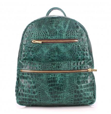 Жіночий шкіряний рюкзак Poolparty Mini Croco Green (зелений)