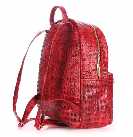 Жіночий шкіряний рюкзак Poolparty Mini Croco Red (червоний)