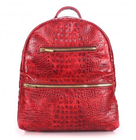 Жіночий шкіряний рюкзак Poolparty Mini Croco Red (червоний)