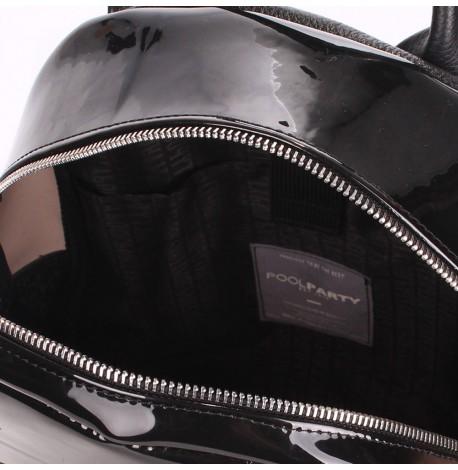 Жіночий шкіряний рюкзак Poolparty з прозорим відділенням (чорний)