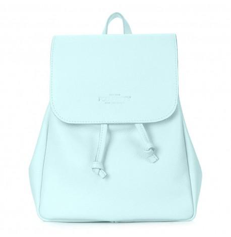 Жіночий шкіряний рюкзак на зав'язках Poolparty Paris (блакитний)