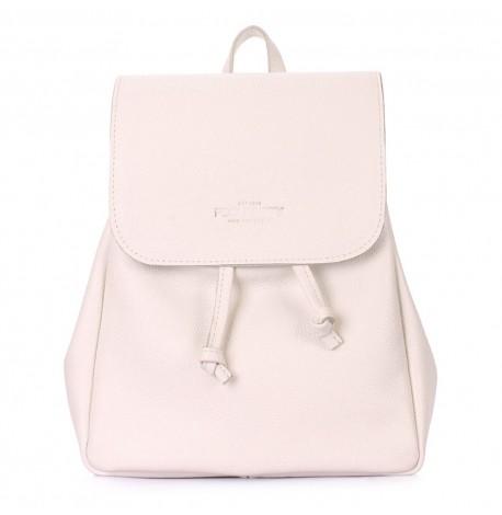 Женский кожаный рюкзак на завязках Poolparty Paris (бежевый)