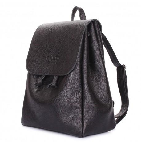 Жіночий шкіряний рюкзак на зав'язках Poolparty Paris (чорний)