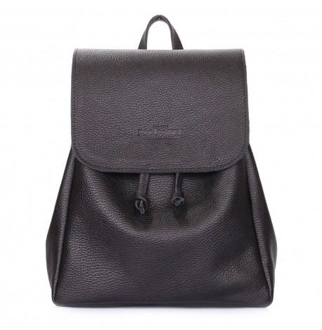 Жіночий шкіряний рюкзак на зав'язках Poolparty Paris (чорний)