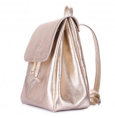 Женский кожаный рюкзак на завязках Poolparty Paris (золотистый)
