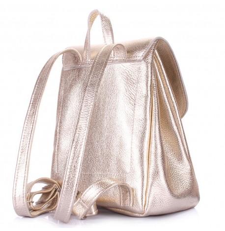 Женский кожаный рюкзак на завязках Poolparty Paris (золотистый)