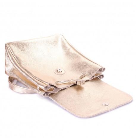 Женский кожаный рюкзак на завязках Poolparty Paris (золотистый)