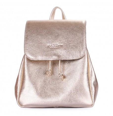 Женский кожаный рюкзак на завязках Poolparty Paris (золотистый)