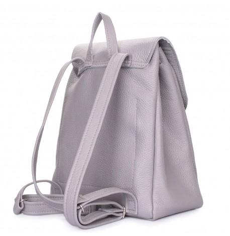 Женский кожаный рюкзак на завязках Poolparty Paris (серый)