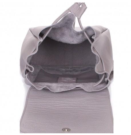 Женский кожаный рюкзак на завязках Poolparty Paris (серый)