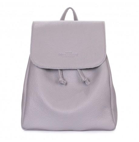 Женский кожаный рюкзак на завязках Poolparty Paris (серый)