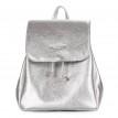 Женский кожаный рюкзак на завязках Poolparty Paris (серебристый)