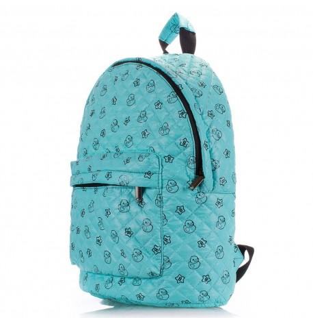 Женский стеганый болоньевый рюкзак с уточками The One Ducks (голубой)