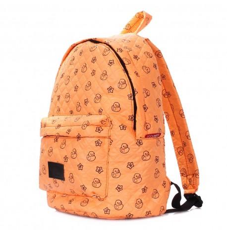 Женский стеганый болоньевый рюкзак с уточками The One Ducks (оранжевый)