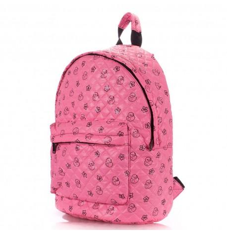 Женский стеганый болоньевый рюкзак с уточками The One Ducks (розовый)