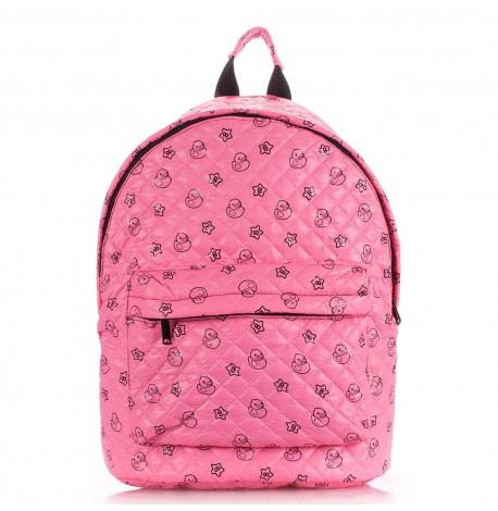 Женский стеганый болоньевый рюкзак с уточками The One Ducks (розовый)