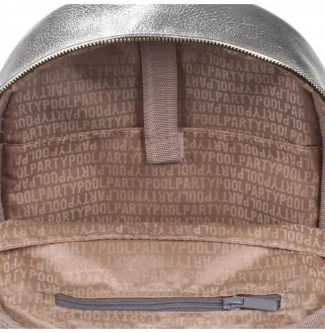 Женский кожаный рюкзак Poolparty XS (серебристый)