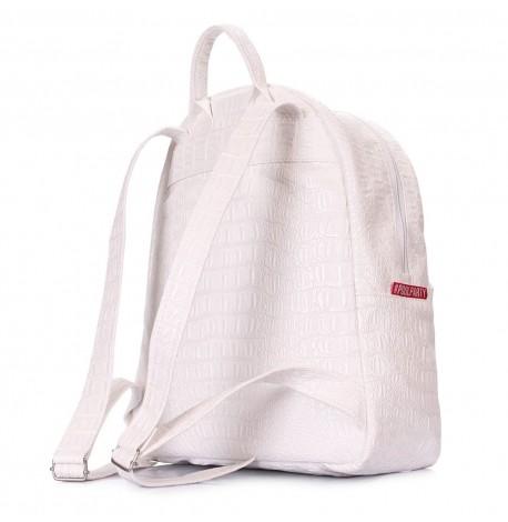 Рюкзак Poolparty XS Croco с тиснением под крокодила (белый) искусственная кожа