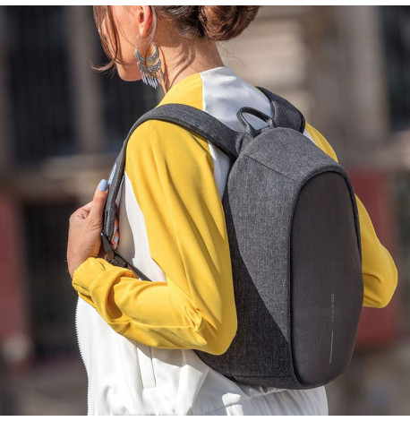 Женский рюкзак антивор с тревожной кнопкой XD Design Bobby Cathy Black (серый-черный)