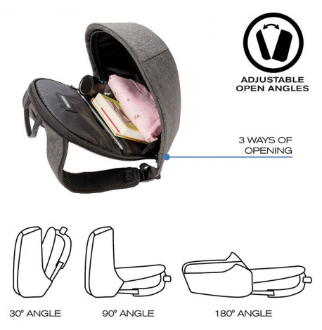 Женский рюкзак антивор с тревожной кнопкой XD Design Bobby Cathy Black (серый-черный)