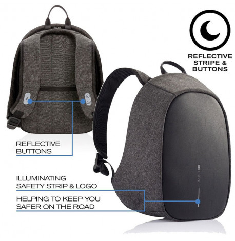 Женский рюкзак антивор с тревожной кнопкой XD Design Bobby Cathy Black (серый-черный)