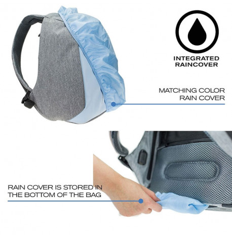 Городской рюкзак антивор XD Design Bobby Compact Pastel Blue (серый-голубой)