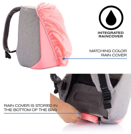 Міський рюкзак антизлодій XD Design Bobby Compact Coralette (сірий-рожевий)