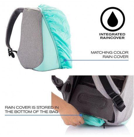 Городской рюкзак антивор XD Design Bobby Compact Mint Green (серый-мятный)