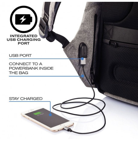 Міський рюкзак антизлодій XD Design Bobby (сірий-чорний)