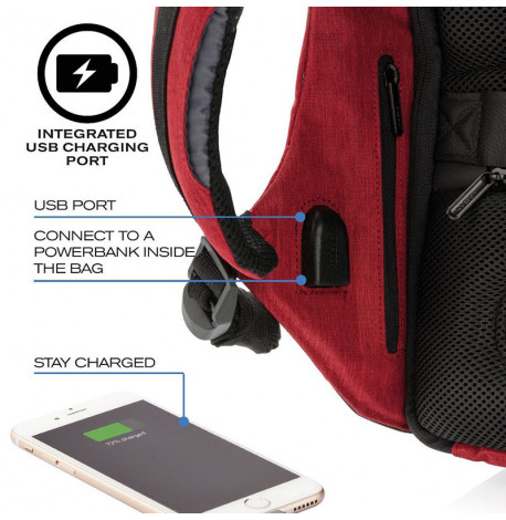 Міський рюкзак антизлодій XD Design Bobby (бордовий-чорний)