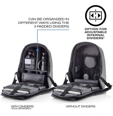 Міський рюкзак антизлодій XD Design Bobby Hero XL Grey (сірий-чорний)