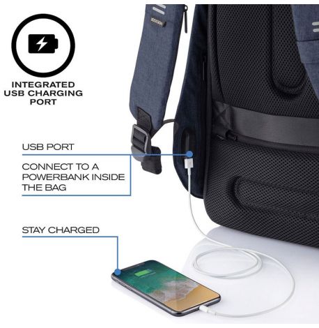 Городской рюкзак антивор XD Design Bobby Hero XL Navy (темно-синий)