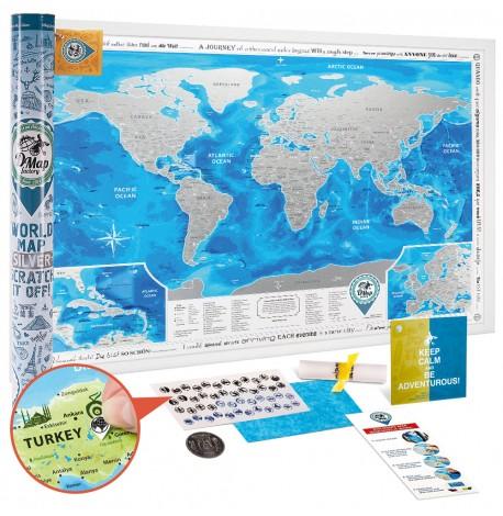 Скретч-карта світу Discovery Map World Silver (англійська мова) в тубусі