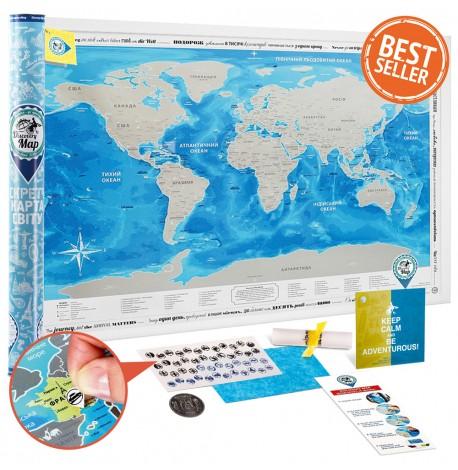 Скретч-карта світу Discovery Map World Silver (українська мова) в тубусі