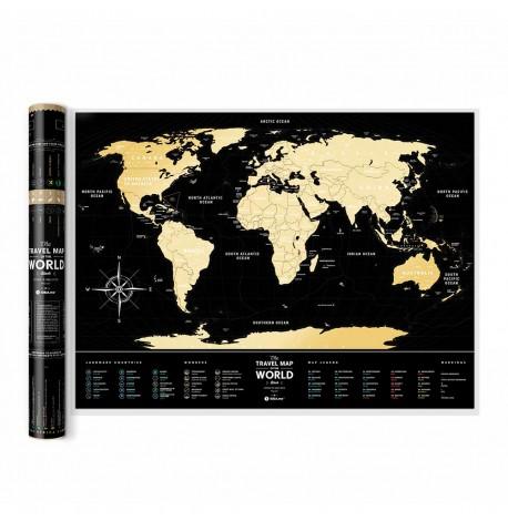 Черная скретч-карта мира Travel Map Black World (английский язык) в тубусе