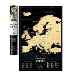 Чорна скретч-карта Європи Travel Map Black Europe (англійська мова) в тубусі