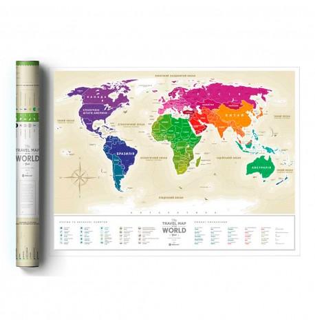 Скретч-карта мира Travel Map Gold (украинский язык) в тубусе