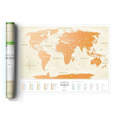 Скретч-карта мира Travel Map Gold (украинский язык) в тубусе