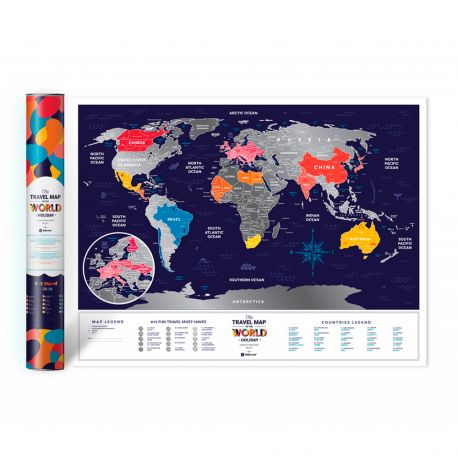 Скретч-карта світу Travel Map Holiday (англійська мова) в тубусі