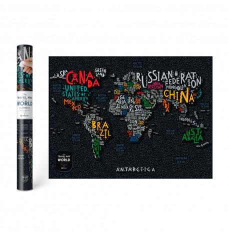 Скретч-карта світу Travel Map Letters World (англійська мова) в тубусі