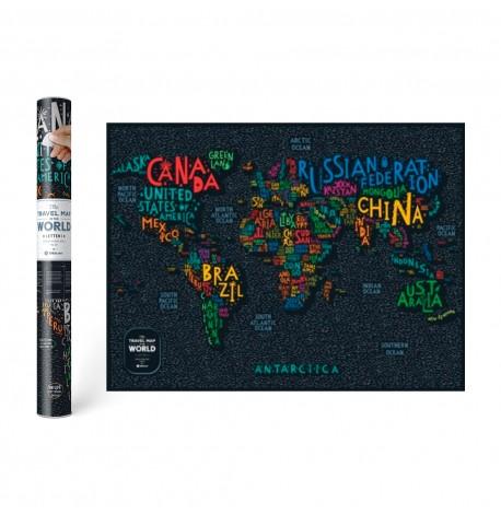 Скретч-карта світу Travel Map Letters World (англійська мова) в тубусі