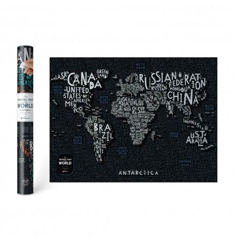 Скретч-карта світу Travel Map Letters World (англійська мова) в тубусі