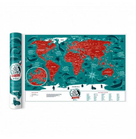 Скретч-карта світу Travel Map Marine World (англійська мова) в тубусі