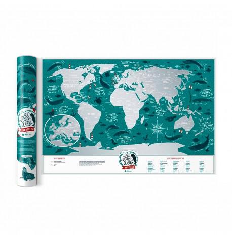 Скретч-карта світу Travel Map Marine World (англійська мова) в тубусі