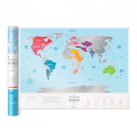 Скретч-карта світу Travel Map Silver World (англійська мова) в тубусі