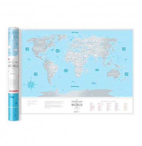 Скретч-карта світу Travel Map Silver World (англійська мова) в тубусі
