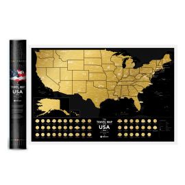 Скретч-карта США Travel Map of the USA Black (англійська мова) в тубусі