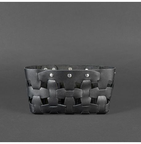 Женская кожаная плетеная сумка "Пазл S" (черная)