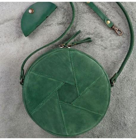 Женская кожаная сумка "Бон-бон" зеленая (кожа crazy horse)