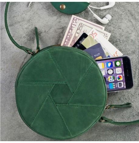 Женская кожаная сумка "Бон-бон" зеленая (кожа crazy horse)